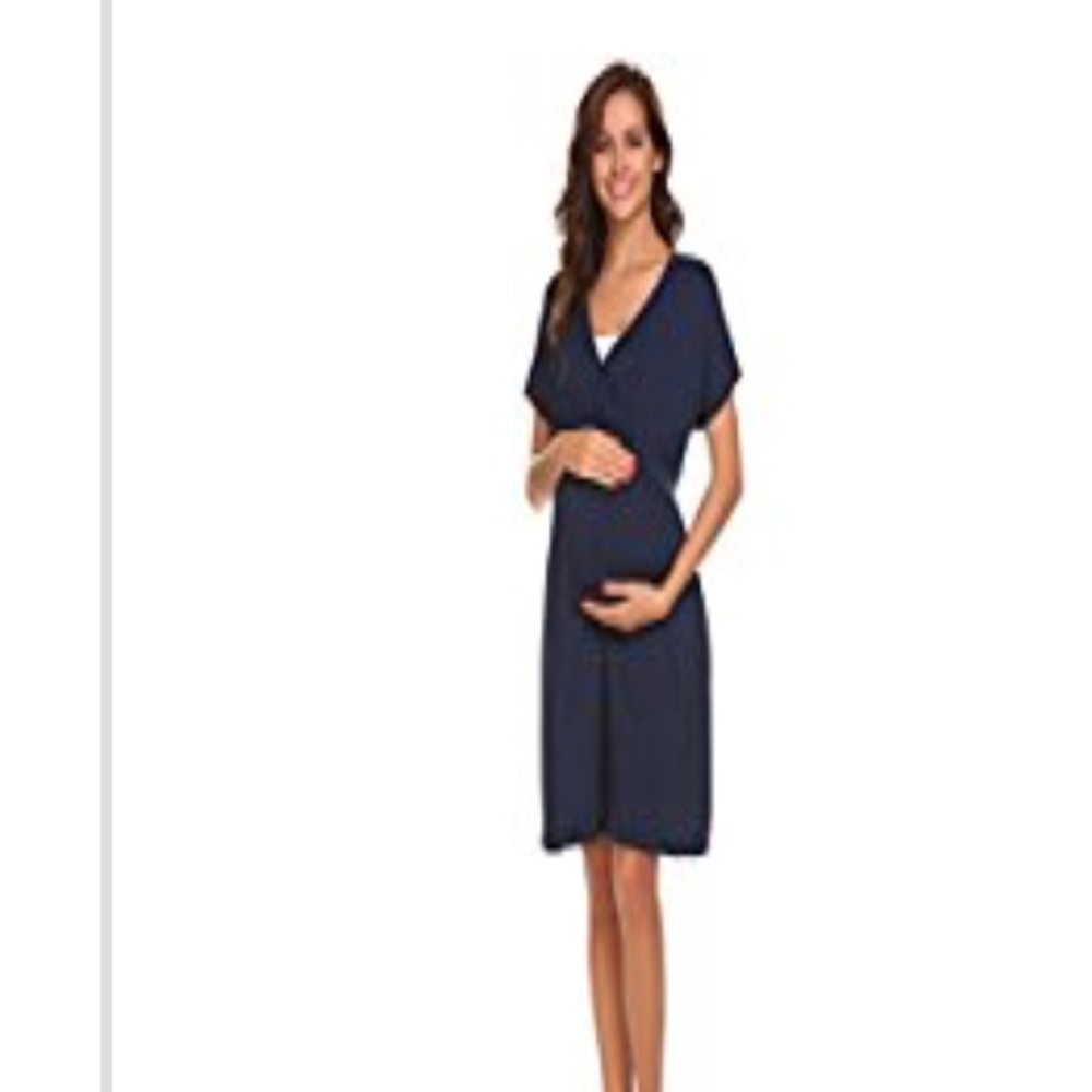 Womens Maternity Nursing Short Sleeve Sleep Dress